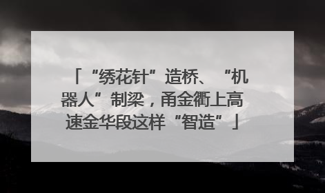 “绣花针”造桥、“机器人”制梁，甬金衢上高速金华段这样“智造”