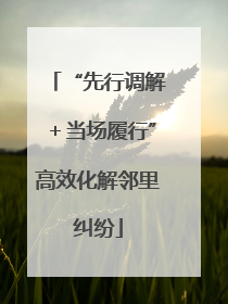 “先行调解＋当场履行”高效化解邻里纠纷