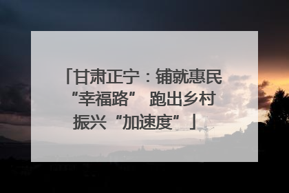 甘肃正宁：铺就惠民“幸福路” 跑出乡村振兴“加速度”