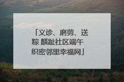 义诊、磨剪、送粽 麟趾社区端午织密邻里幸福网