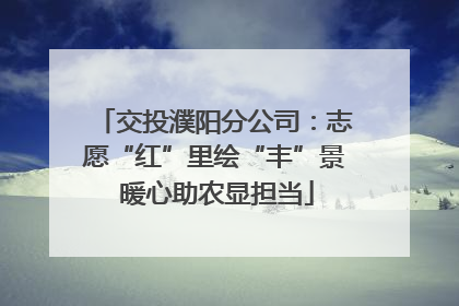 交投濮阳分公司：志愿“红”里绘“丰”景 暖心助农显担当