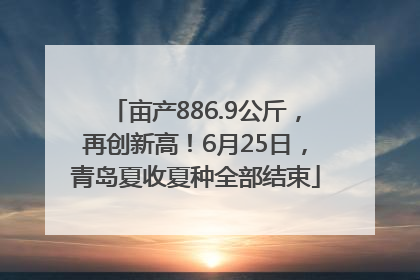 亩产886.9公斤，再创新高！6月25日，青岛夏收夏种全部结束