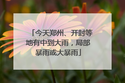 今天郑州、开封等地有中到大雨，局部暴雨或大暴雨