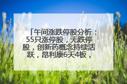 午间涨跌停股分析：55只涨停股，无跌停股，创新药概念持续活跃，昂利康6天4板，众生药业2连板