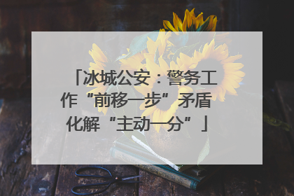 冰城公安：警务工作“前移一步”矛盾化解“主动一分”