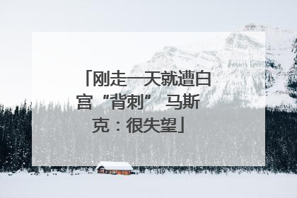 刚走一天就遭白宫“背刺” 马斯克：很失望