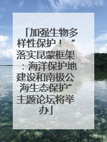 加强生物多样性保护！“落实昆蒙框架：海洋保护地建设和南极公海生态保护”主题论坛将举办