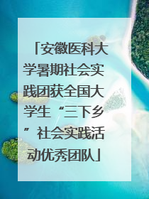 安徽医科大学暑期社会实践团获全国大学生“三下乡”社会实践活动优秀团队
