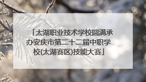 太湖职业技术学校圆满承办安庆市第二十二届中职学校(太湖赛区)技能大赛