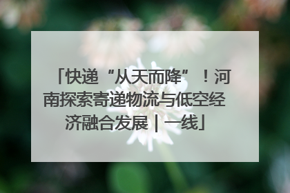 快递“从天而降”！河南探索寄递物流与低空经济融合发展｜一线