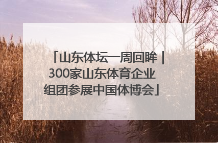 山东体坛一周回眸｜300家山东体育企业组团参展中国体博会