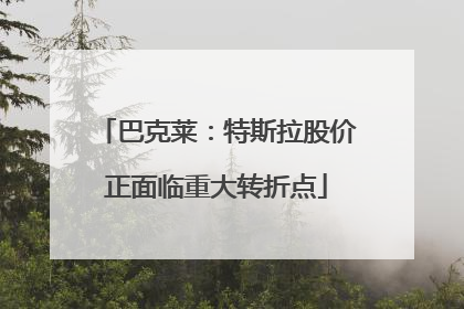 巴克莱：特斯拉股价正面临重大转折点