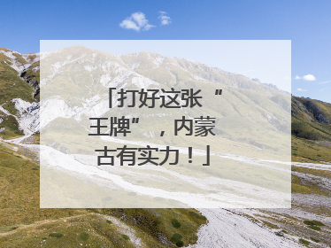 打好这张“王牌”，内蒙古有实力！