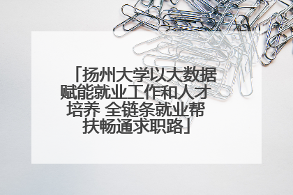 扬州大学以大数据赋能就业工作和人才培养 全链条就业帮扶畅通求职路