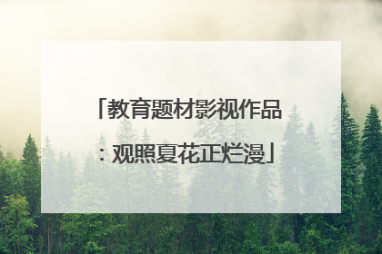 教育题材影视作品：观照夏花正烂漫