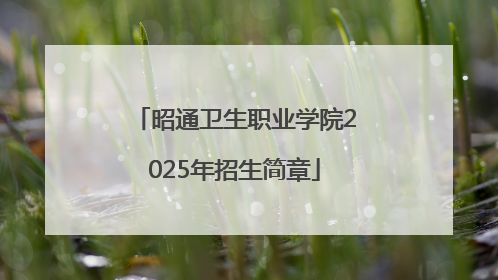 昭通卫生职业学院2025年招生简章