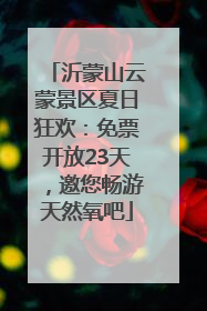 沂蒙山云蒙景区夏日狂欢：免票开放23天，邀您畅游天然氧吧