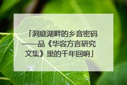 洞庭湖畔的乡音密码——品《华容方言研究文集》里的千年回响