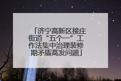 济宁高新区接庄街道“五个一”工作法集中治理装修期矛盾高发问题