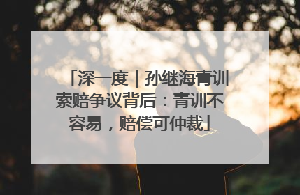 深一度｜孙继海青训索赔争议背后：青训不容易，赔偿可仲裁