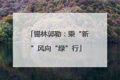 锡林郭勒：乘“新”风向“绿”行