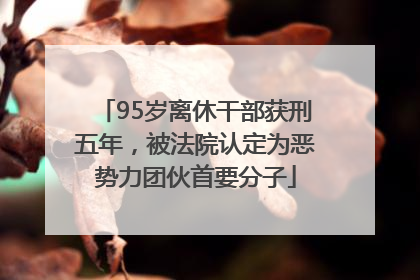 95岁离休干部获刑五年，被法院认定为恶势力团伙首要分子