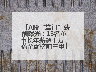 A股“掌门”薪酬曝光：13名董事长年薪超千万，药企霸榜前三甲