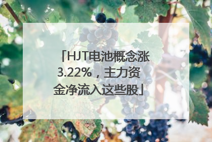 HJT电池概念涨3.22%，主力资金净流入这些股